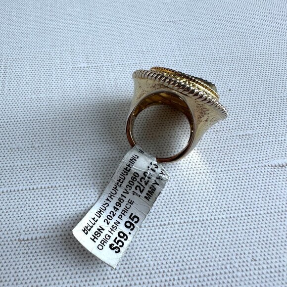 Y2K Gold Tone Statement Druzy Look Ring Size 6 New With Tags - Picture 9 of 11